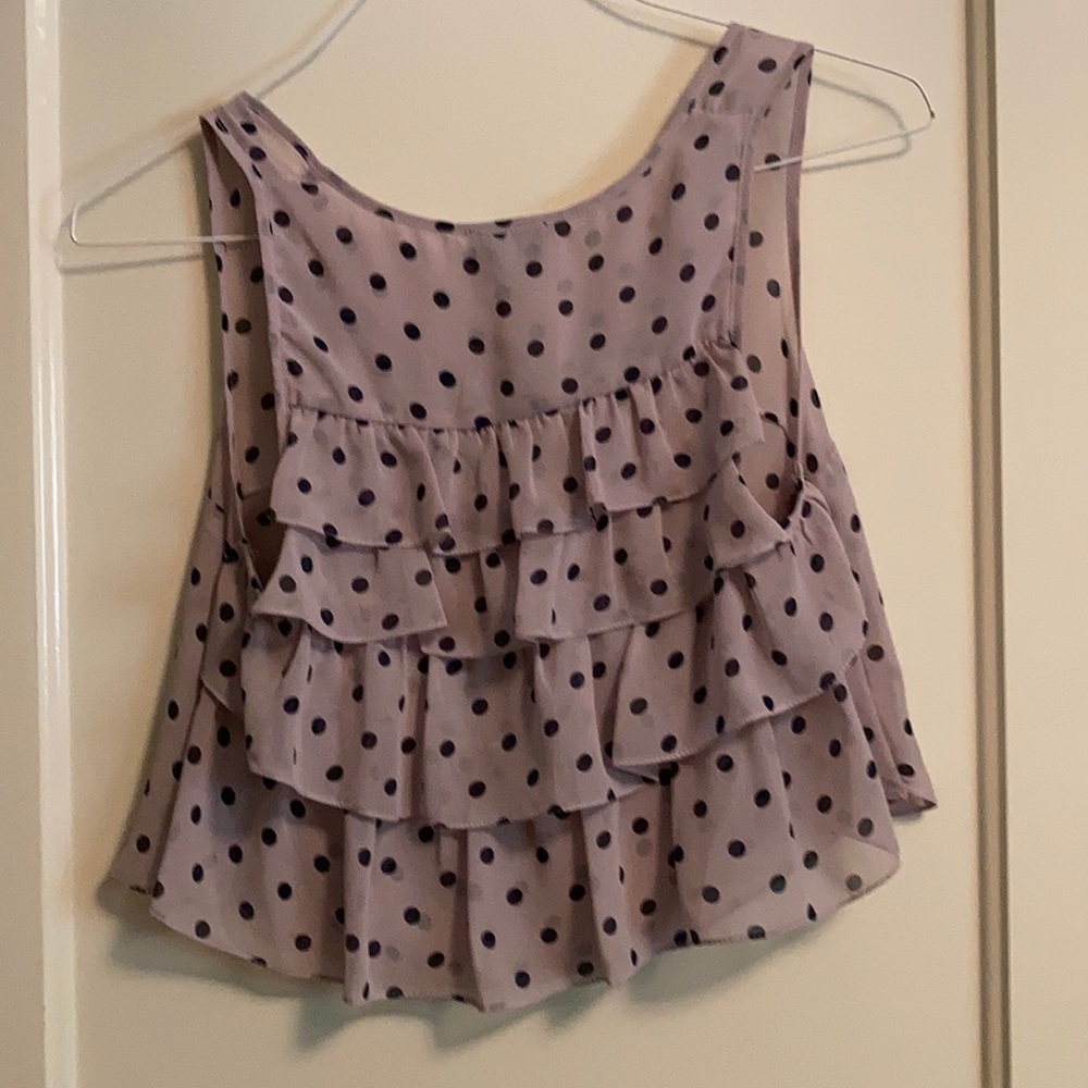 Topshop Ruffle back polka dot tank